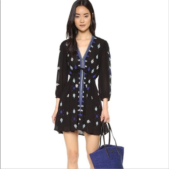 Free People Stargazer Embroidered Black Tunic Mini Dress - Picture 4 of 15